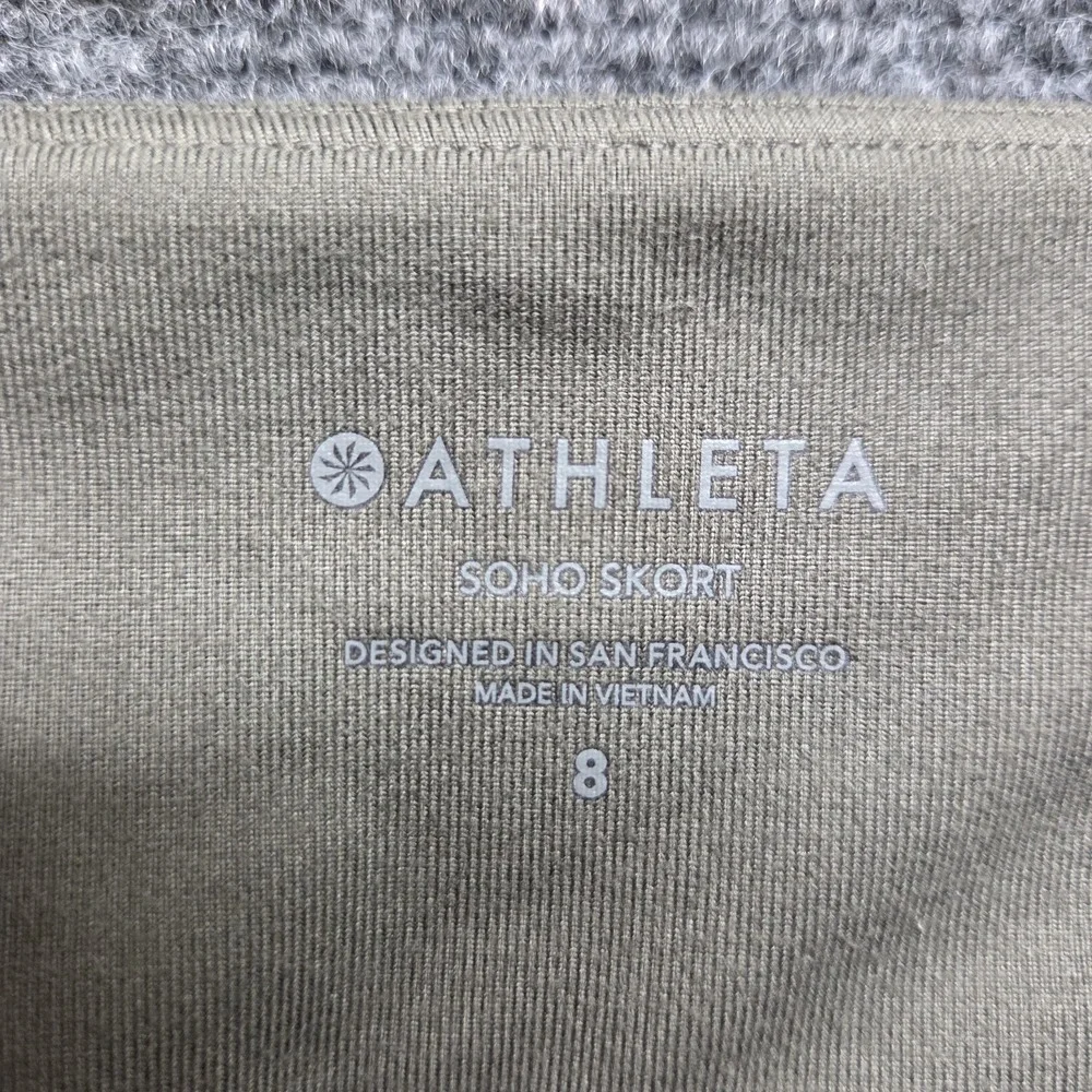 Athleta Soho Skort Womens 8 Green Skirt Shorts Pockets Side Slits Elastic Waist